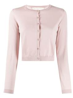 Red Valentino укороченный кардиган в рубчик с круглым вырезом