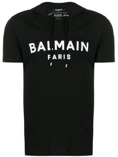 Balmain футболка с капюшоном и логотипом