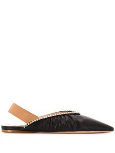 Miu Miu crystal-embellished slingback ballerina shoes