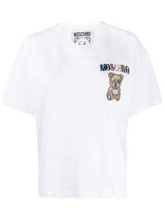 Moschino футболка с вышивкой Teddy