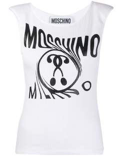 Moschino топ в рубчик с логотипом