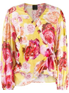 Pinko rose-print wrap blouse