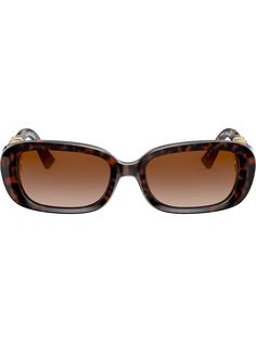 Valentino Eyewear солнцезащитные очки в овальной оправе с логотипом VLogo