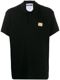 Moschino рубашка-поло с нашивкой-логотипом