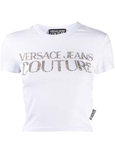 Versace Jeans Couture укороченная футболка с логотипом и заклепками