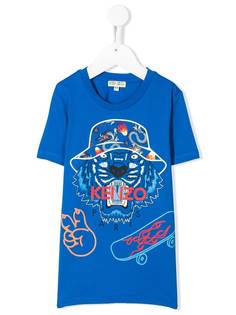Kenzo Kids Wax tiger-print cotton T-shirt