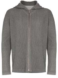 Homme Plissé Issey Miyake ribbed knit zip-up hoodie
