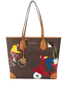 Michael Michael Kors большая сумка-тоут Eva с принтом Jet Set Girls