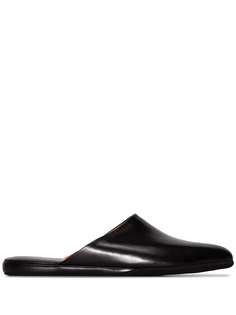 Santoni black backless leather slippers