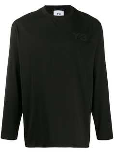 Y-3 crew neck logo-print top