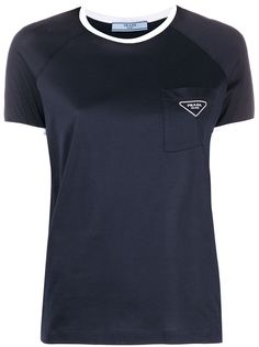 Prada contrast trim logo T-shirt