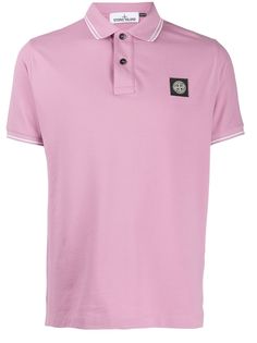 Stone Island logo patch polo shirt
