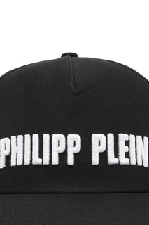 Черная бейсболка с контрастной вышивкой Philipp Plein Kids