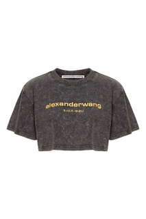 Короткая футболка с неоновым логотипом Alexander Wang