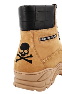 Бежевые ботинки с вышивкой Philipp Plein