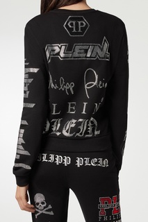 Черная толстовка с декором Philipp Plein