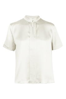 Белая шелковая блуза с короткими рукавами Marina Rinaldi