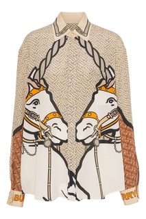 Блуза с рисунком лошадей Burberry