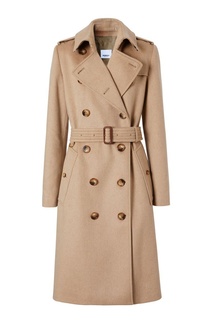 Светло-бежевое двубортное пальто Burberry