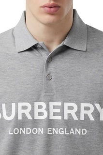 Серое хлопковое поло с логотипом Burberry