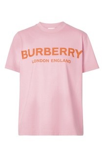 Розовая футболка с ярким логотипом Burberry