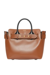 Коричневая сумка с черными ручками Burberry