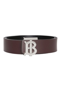 Бордовый двусторонний ремень с монограммой Burberry