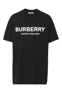 Черная хлопковая футболка Burberry