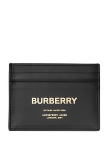 Черная визитница с золотистым логотипом Burberry