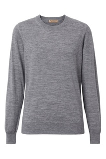 Серый пуловер с клетчатыми вставками Burberry