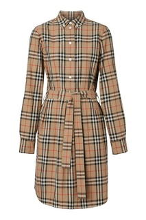Клетчатое платье-рубашка с поясом Burberry