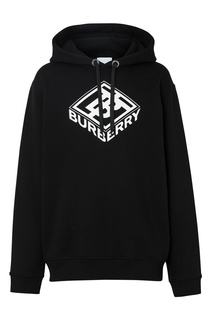 Черное худи оверсайз с логотипом на груди Burberry