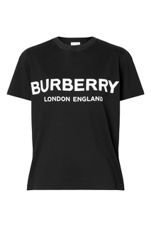 Черная футболка с крупным логотипом Burberry