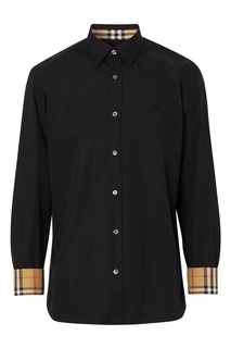 Черная рубашка с декором из ткани Vintage Check Burberry