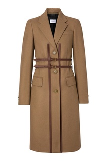 Бежевое пальто с ремешками Burberry