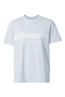 Голубая футболка из хлопка с логотипом Burberry