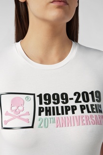 Белая футболка с рельефной надписью Philipp Plein