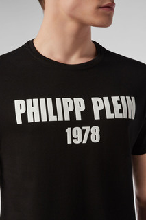 Черная футболка с контрастным логотипом Philipp Plein