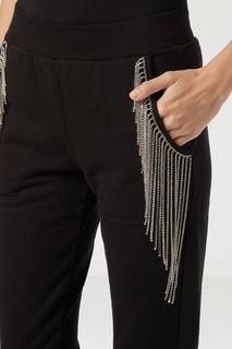 Черные брюки с отделкой кристаллами Philipp Plein