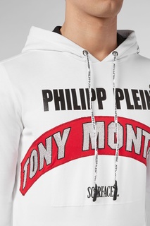 Белое худи с отделкой Philipp Plein
