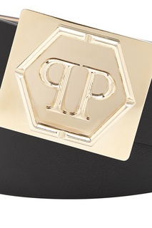 Кожаный ремень с золотистой пряжкой Philipp Plein