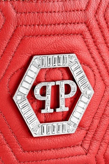 Красная сумка с геометричной стежкой Philipp Plein