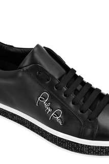 Черные кеды с автографом Philipp Plein