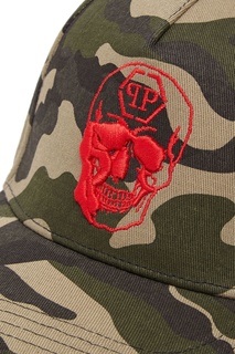 Камуфляжная бейсболка с вышивкой Philipp Plein