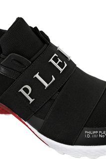 Черные кроссовки с логотипом из металла Philipp Plein