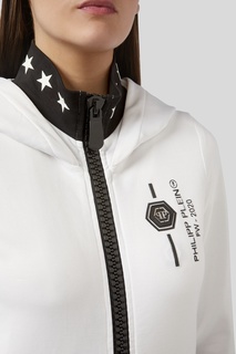 Белое худи с контрастной отделкой Philipp Plein