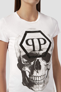 Белая футболка с логотипами и монограммами Philipp Plein