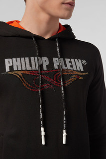 Черное худи с контрастной отделкой Philipp Plein
