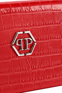 Красная сумка-кроссбоди с серебристым логотипом Philipp Plein