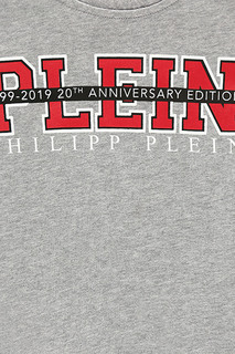 Серый лонгслив с принтом-логотипом Philipp Plein Kids